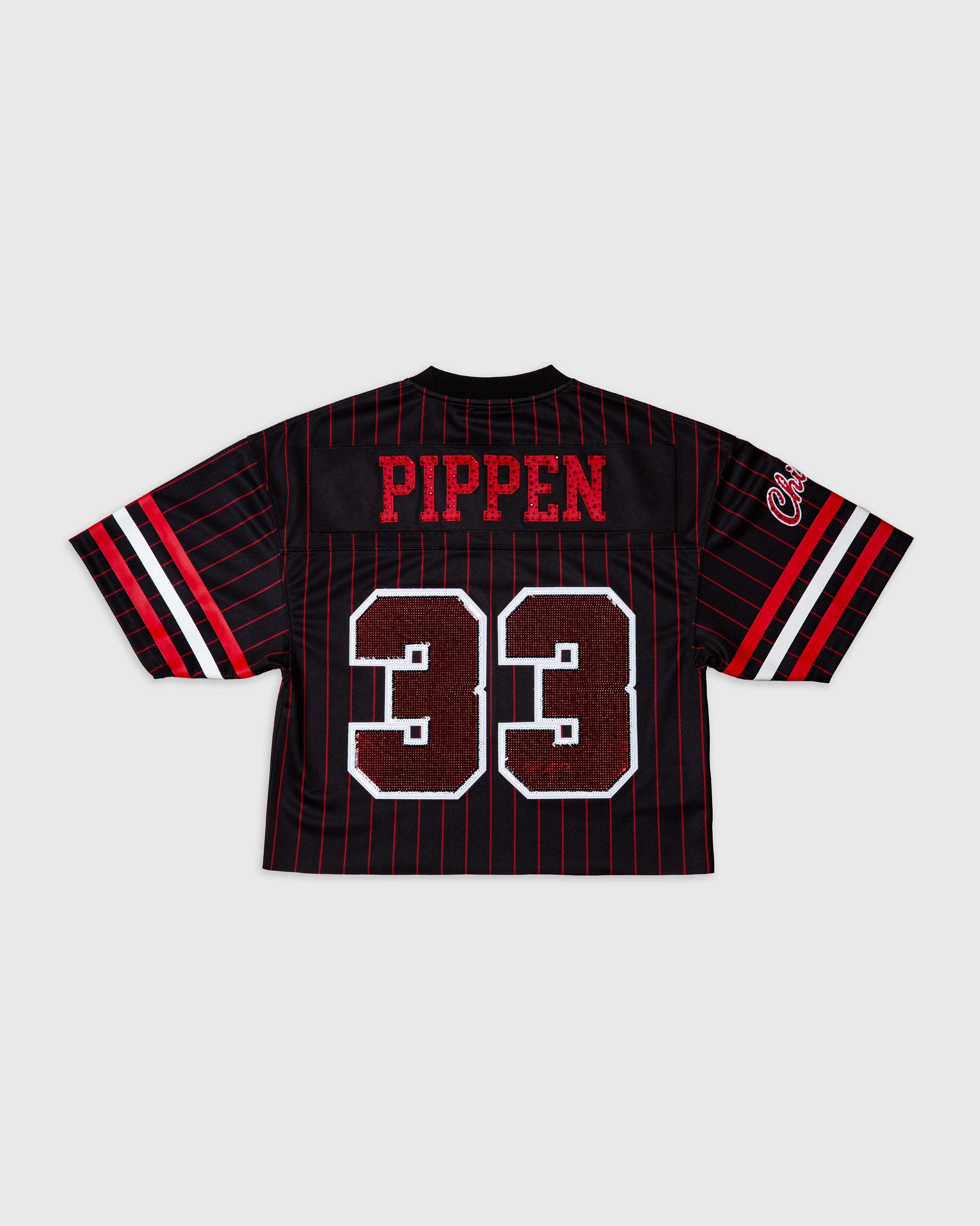 Scottie Pippen Chicago Bulls rhinestone crop football jersey with number 33 and vintage style