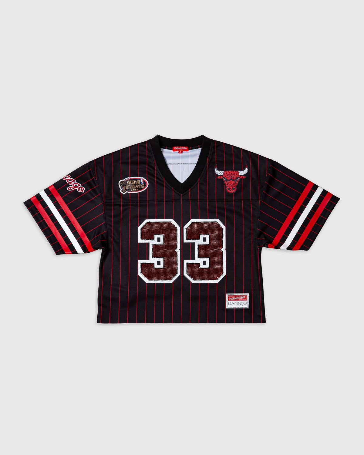 Scottie Pippen Chicago Bulls Rhinestone Crop Football Jersey 