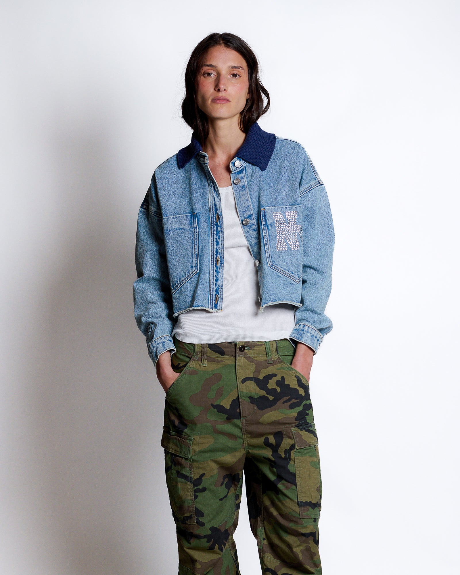 The Cropped Denim Jacket - Knicks