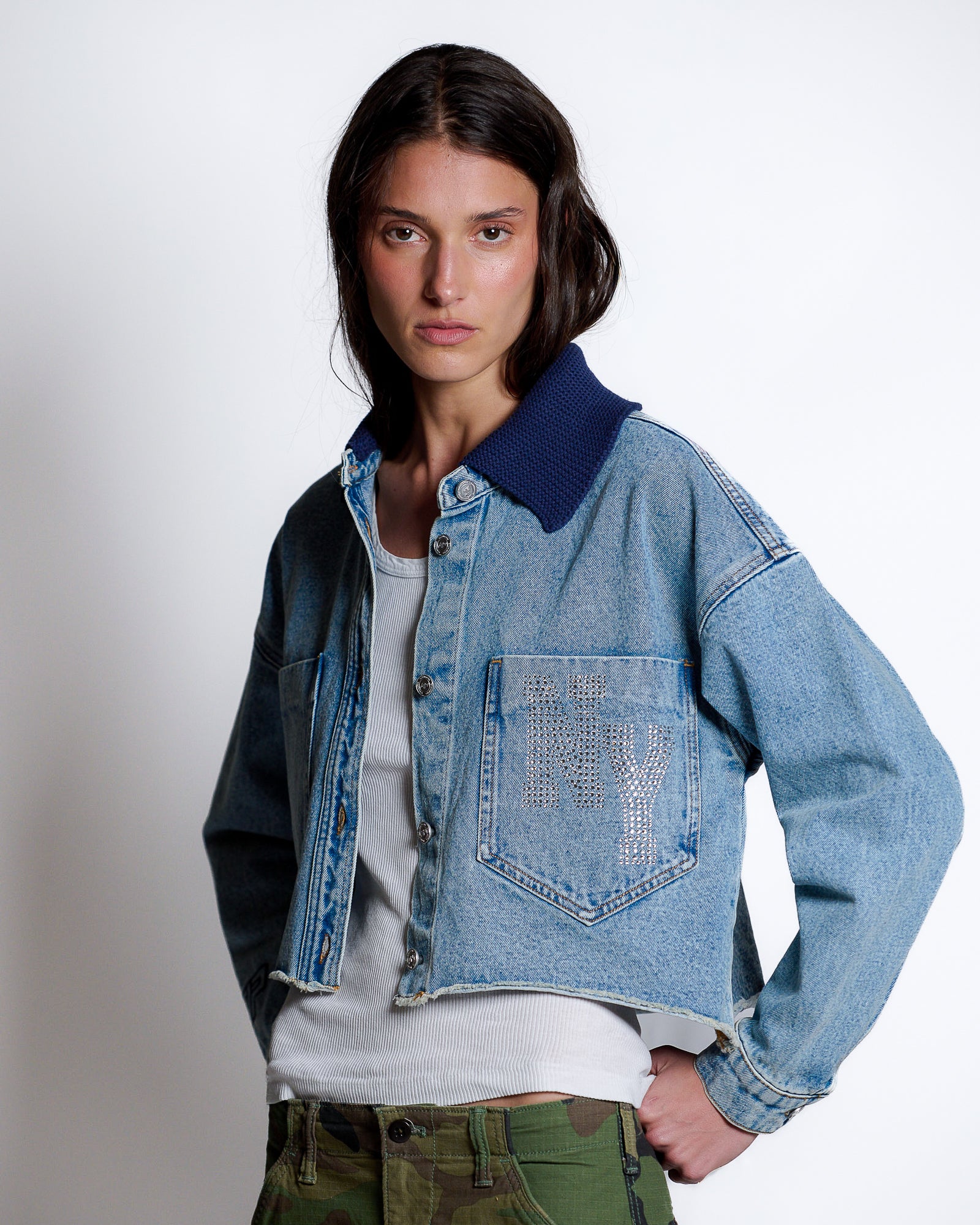 The Cropped Denim Jacket - Knicks