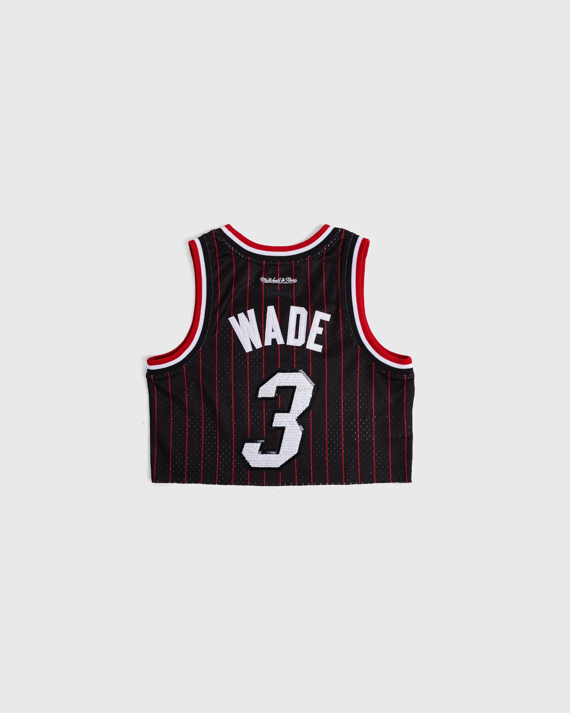 Dwyane Wade Miami Heat black cropped basketball jersey with number 3 and red trim