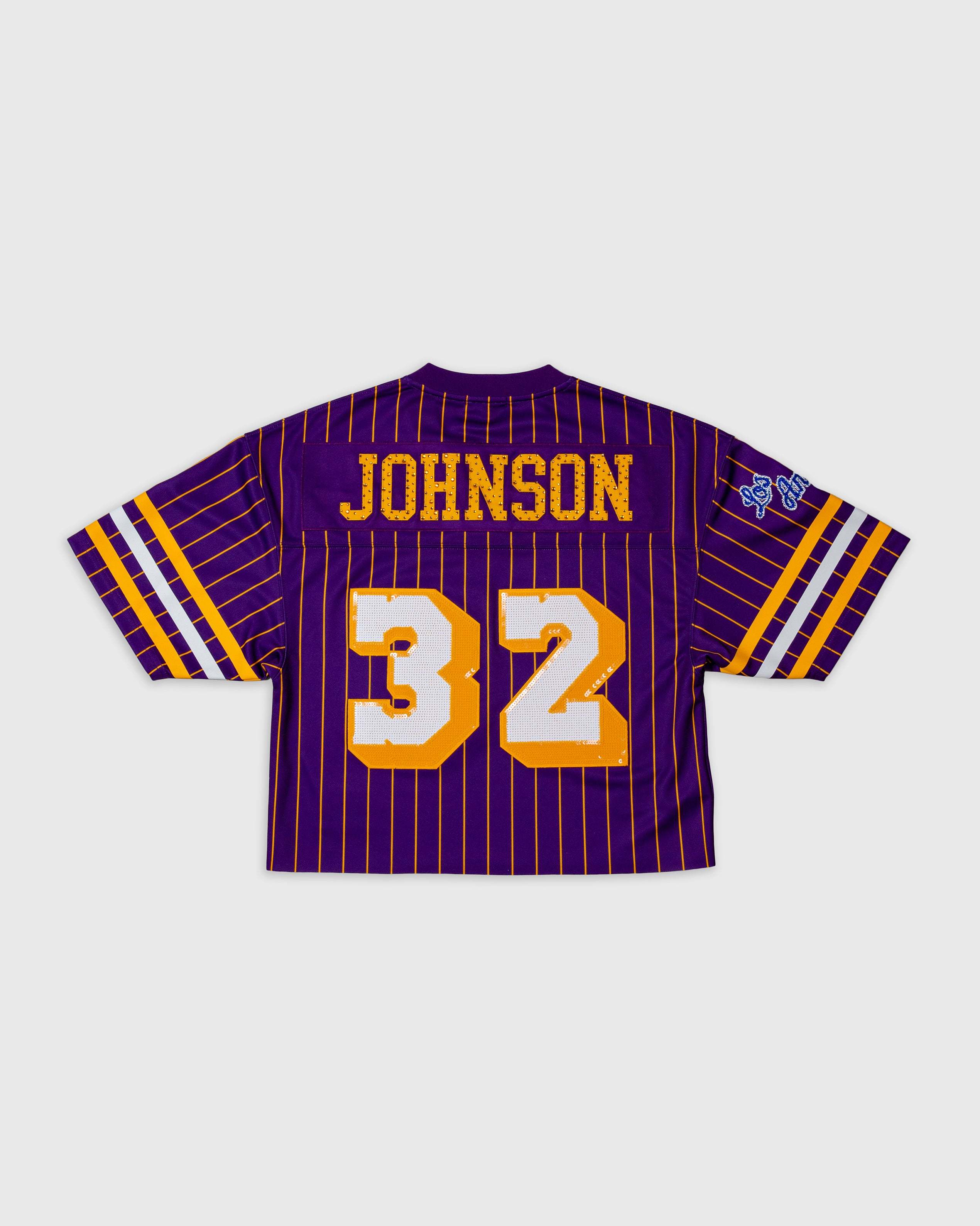 Magic Johnson Los Angeles Lakers purple rhinestone crop jersey number 32