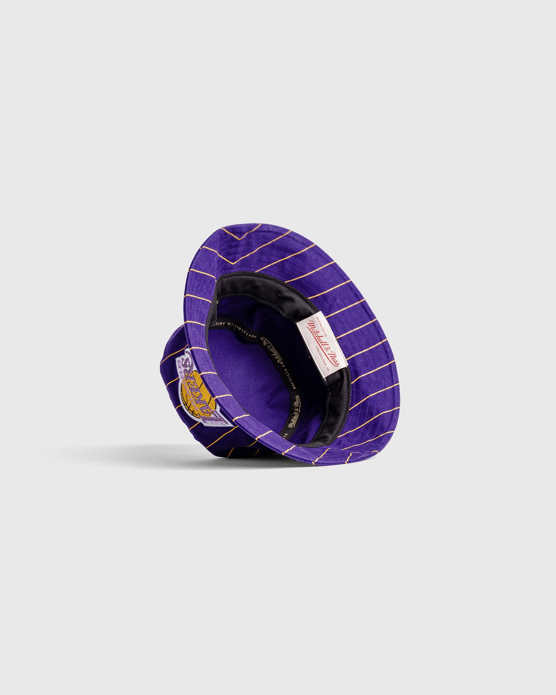 Los Angeles Lakers Bucket Hat purple with pinstripe pattern and embroidered team logo