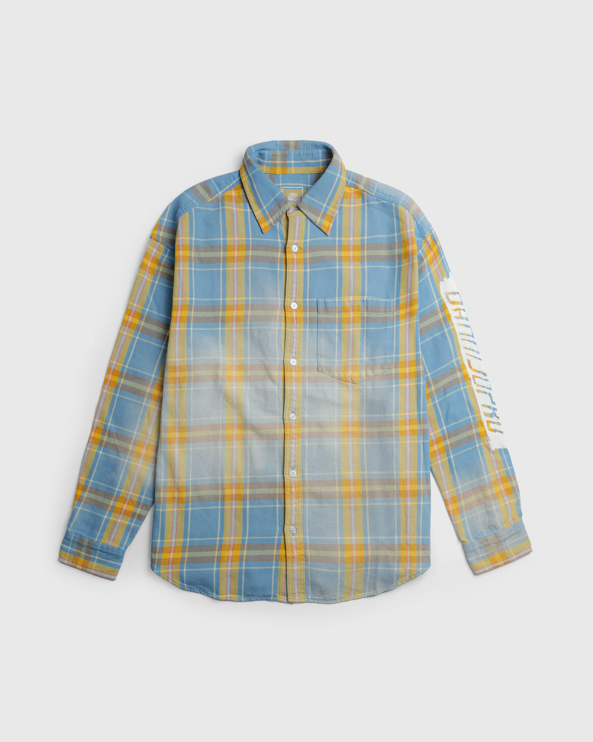 blue and yellow plaid dress shirt BLUE AND YELLOW plaid short sleeve button down shirt XS 4/5